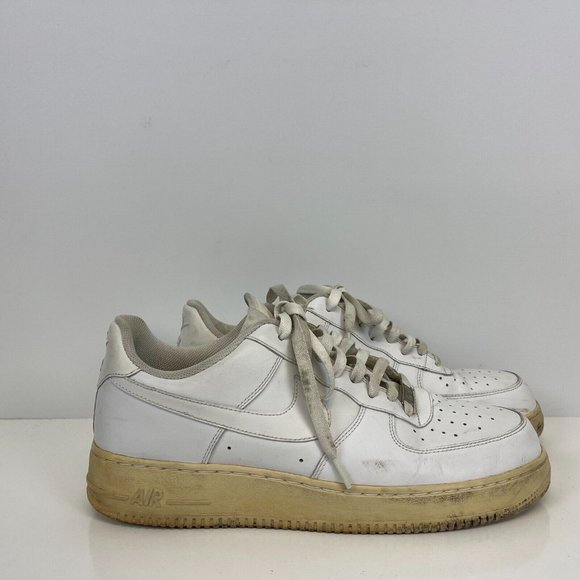 Nike Air Force 1 07 Low Shoes Leather Triple White Mens Size 12 - Picture 3 of 7